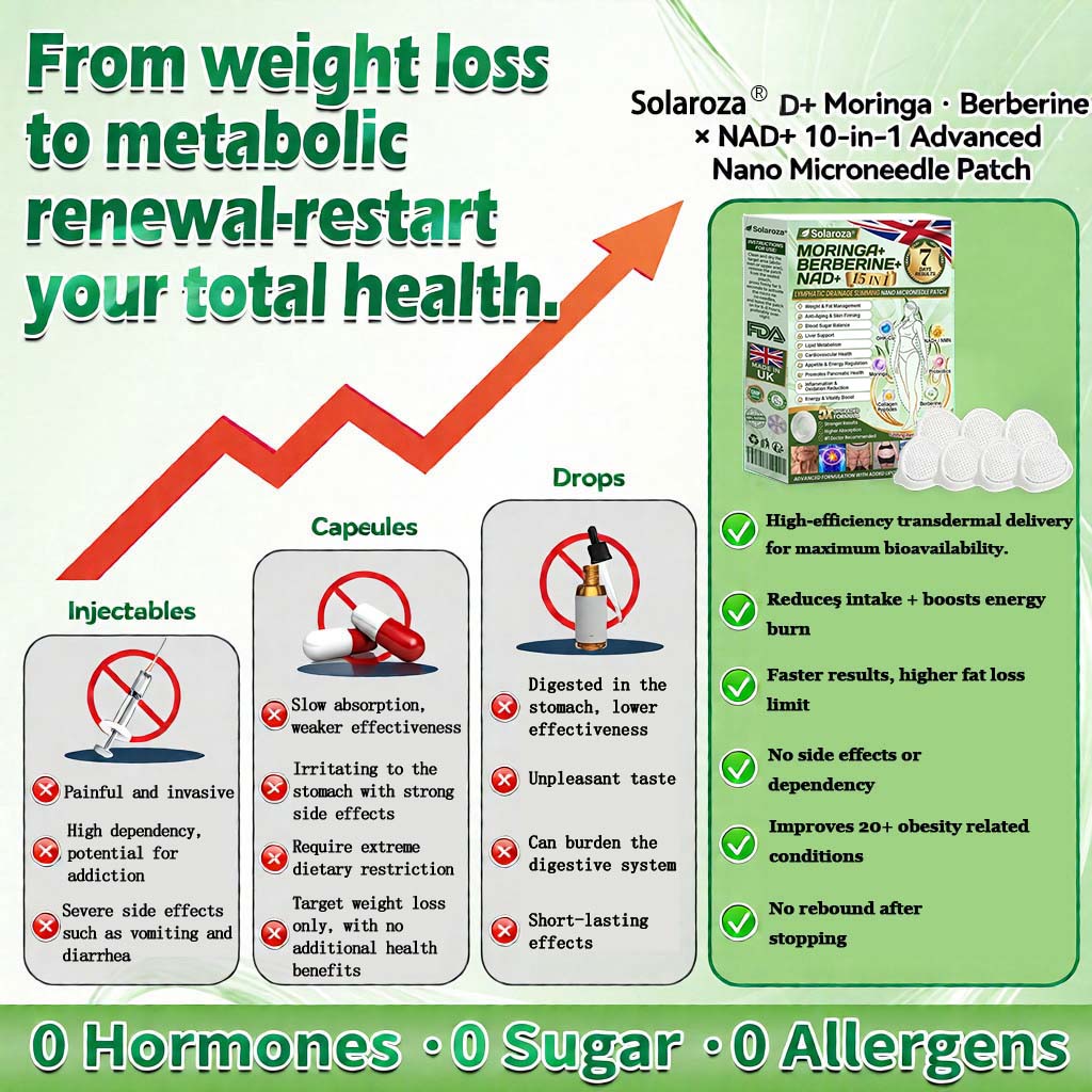 🎁Official Store | 🍋Solaroza® Moringa & Berberine 10-IN-1 Advanced Nano Microneedle 1 Patch (Once Daily, visible changes in 7 days) ✅ Obesity, Diabetes, Sleep Apnea, And Joint Issuess